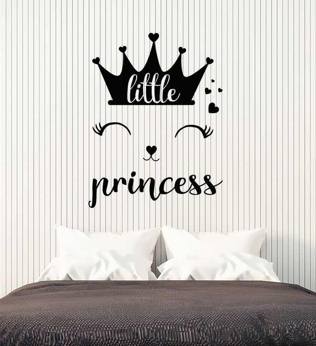 Vinyl Wall Decal Crown Little Princess Logo Words Room Decor Stickers (3340ig)