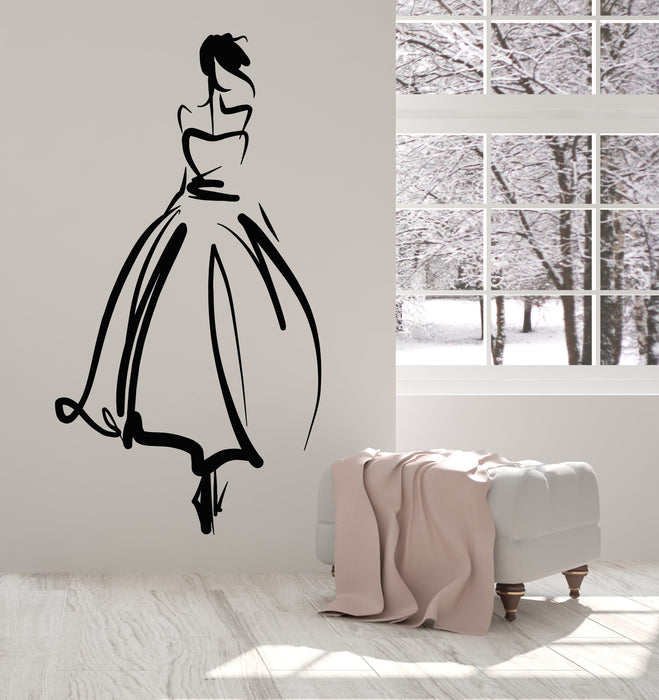 Vinyl Wall Decal Princess Beautiful Lady Wedding Salon Bride Stickers (2460ig)