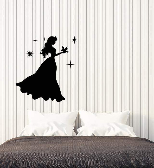 Vinyl Wall Decal Silhouette Princess Little Girl Room Fairy Tale Stickers (3854ig)
