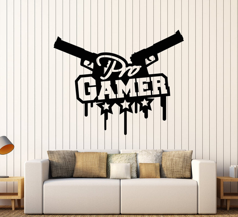 Vinyl Wall Decal Video Game Pro Gamer Room Words Gun Stickers Unique Gift (2075ig)