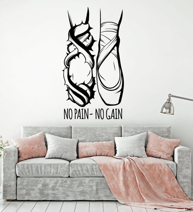 Vinyl Wall Decal Pointe Shoes Ballet Dancer Legs Motivation Quote Stickers Unique Gift (1409ig)