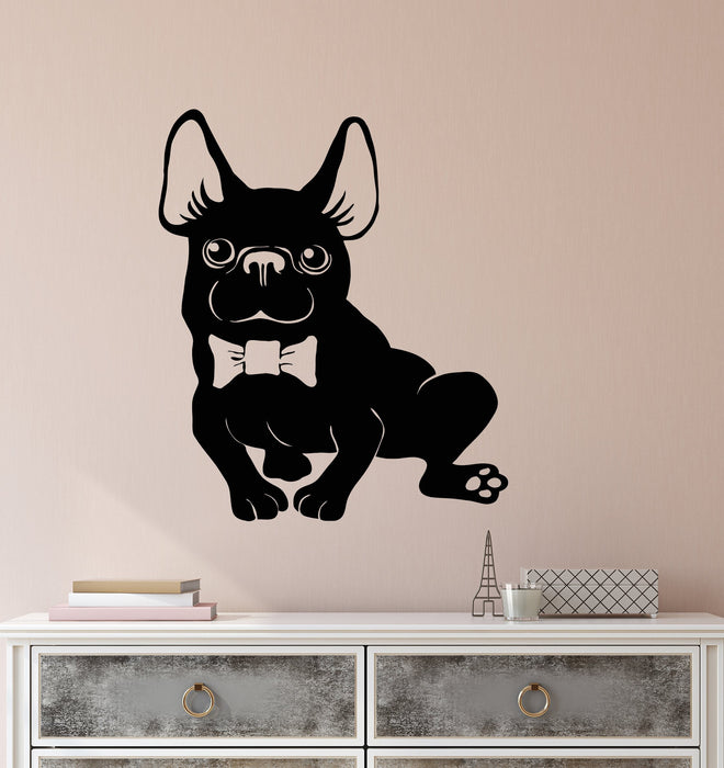 Vinyl Wall Decal Pug Pet Store Animal Dog Bow Grooming Stickers (2811ig)