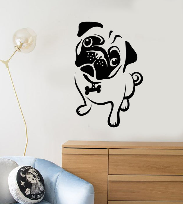 Vinyl Wall Decal Cartoon Pug Dog Pet Shop House Animal Puppy Stickers (2688ig)