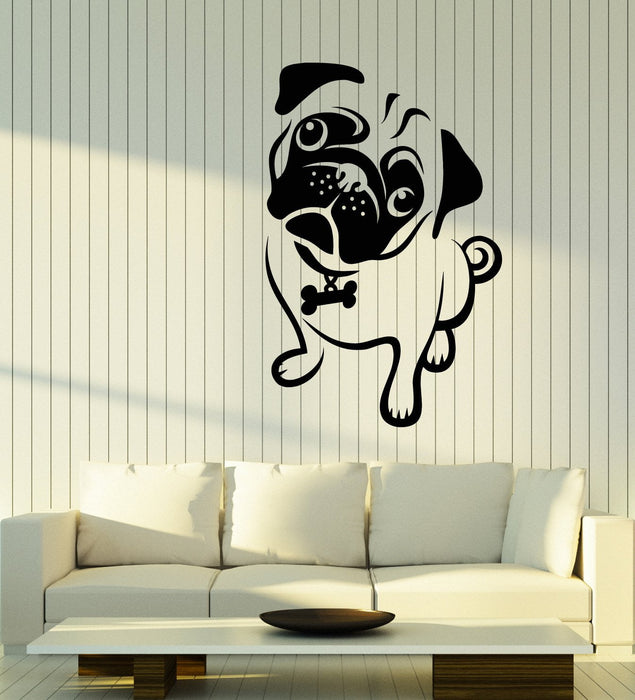 Vinyl Wall Decal Cartoon Pug Dog Pet Shop House Animal Puppy Stickers (2688ig)