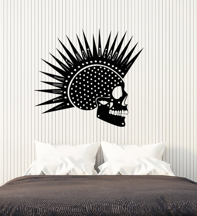 Vinyl Wall Decal Punk Rock Music Skull Mohawk Hairstyle Stickers (3036ig)