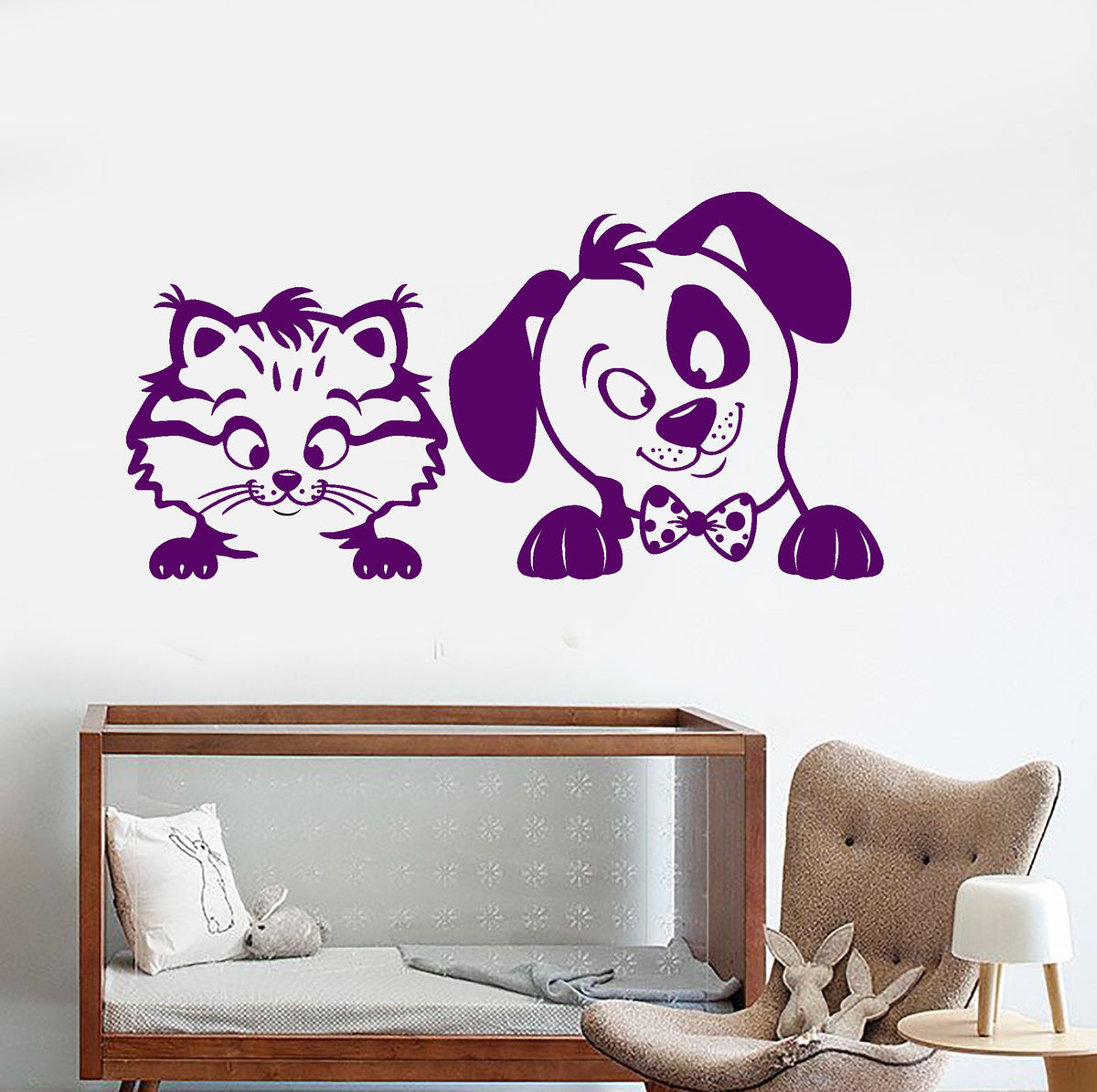 Vinyl Wall Decal Cartoon Kitten Puppy Pets Animals Stickers For Nurser — Wallstickers4you