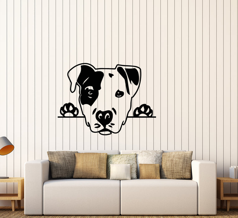 Vinyl Wall Decal Dog Head Funny Puppy Pet Shop Stickers (3591ig)