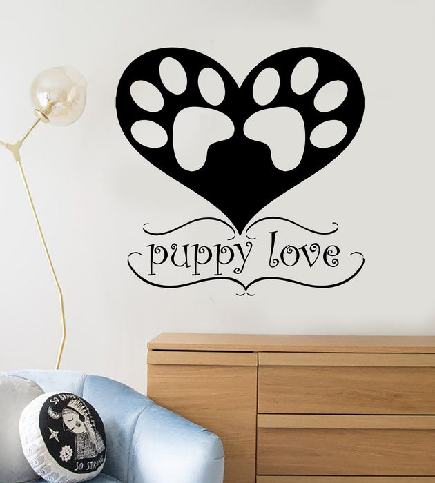 Vinyl Wall Decal Paw Print Puppy Love Pet Dog Stickers Mural Unique Gift (ig224)