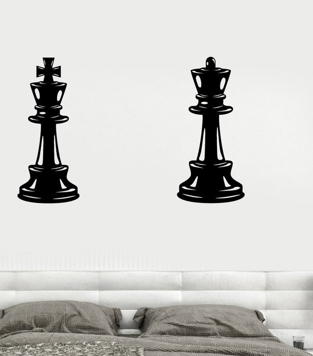 Vinyl Wall Decal Chess Pieces Queen King Bedroom Decor Ideas Stickers Unique Gift (ig4743)