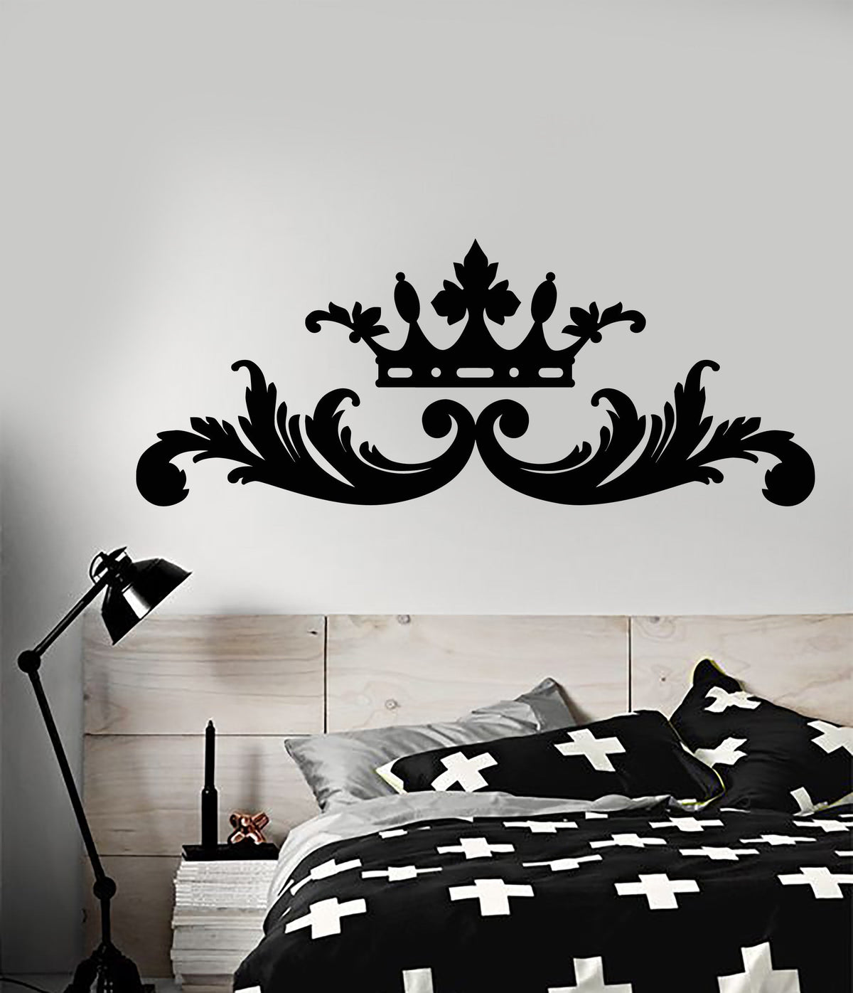Vinyl Wall Decal Headrest Bed King Queen Crown Bedroom Decor Stickers ...