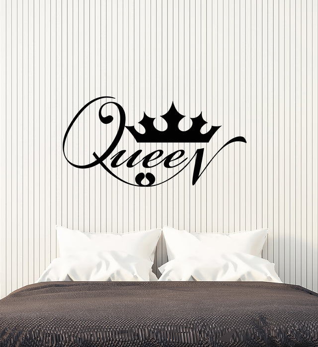 Vinyl Wall Decal For Girl's Room Crown Queen Word Quote Stickers (3165ig)