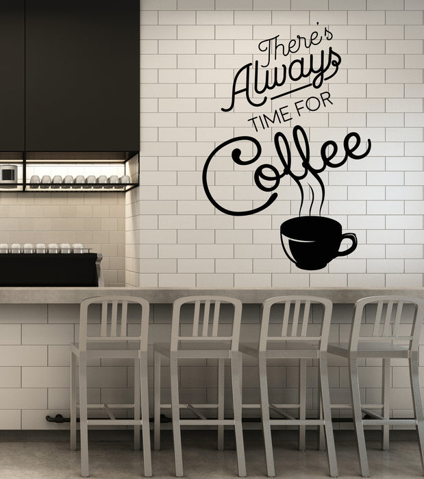 Autocollant mural en vinyle avec citation « Il est toujours temps de prendre un café » (4051ig)