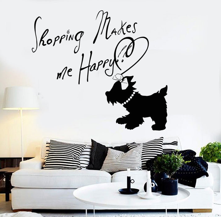 Vinyl Wall Decal Quote Girl Room Dog Shopping Fashion Woman Stickers Unique Gift (ig3653)