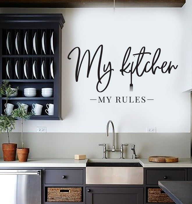 Vinyl Wall Decal My Kitchen My Rules Quote Words For The Kitchen Stickers (4010ig)