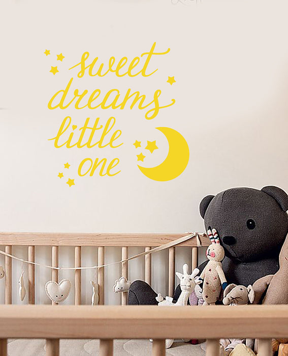 Vinyl Wall Decal Quote For Baby Room Sweet Dreams Moon Stars Stickers (3723ig)