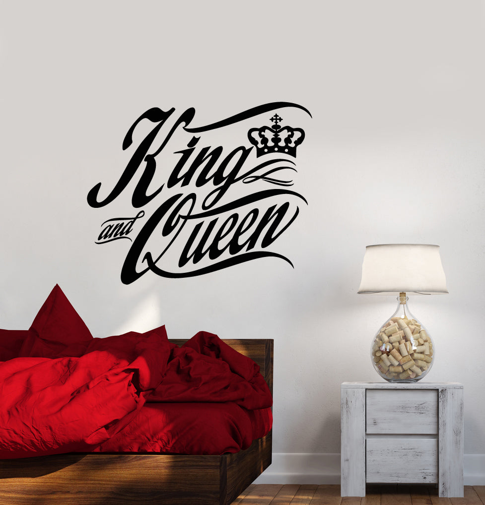 Vinyl Wall Decal Quote Words The King And Queen Crown Bedroom Decor St ...