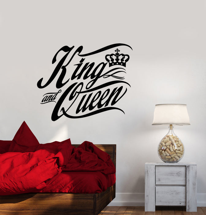 Vinyl Wall Decal Quote Words The King And Queen Crown Bedroom Decor Stickers (3155ig)