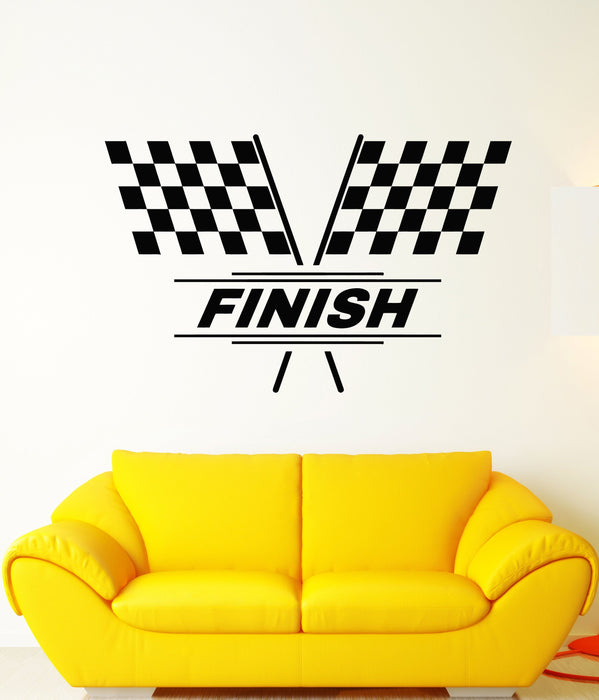 Vinyl Wall Decal Finish Race Speed Drive Racer Racing Flags Stickers Unique Gift (1879ig)