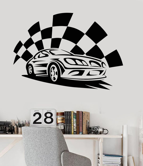 Vinyl Wall Decal Garage Sports Car Race Boys Room Stickers Mural Unique Gift (ig3340)
