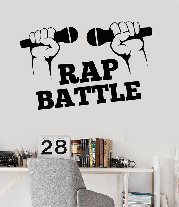Vinyl Wall Decal Rap Hip Hop Music Battle Microphone Stickers Mural Unique Gift (ig3360)