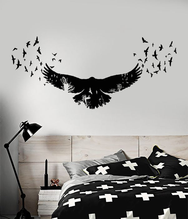 Vinyl Wall Decal Raven Birds Gothic Style Animals Nature Stickers Unique Gift (1336ig)