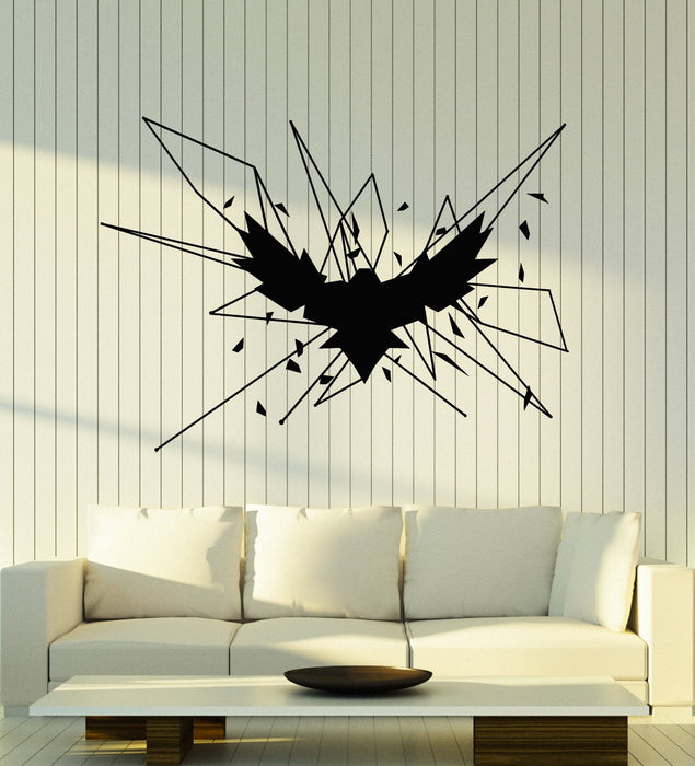 Vinyl Wall Decal Geometric Gothick Style Raven Bird Crow Stickers (2705ig)