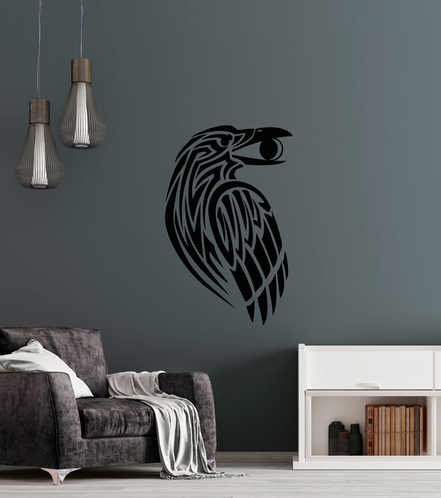 Vinyl Wall Decal Gothic Raven Celtic Style Bird Ornament Moon Crescent Stickers (4212ig)