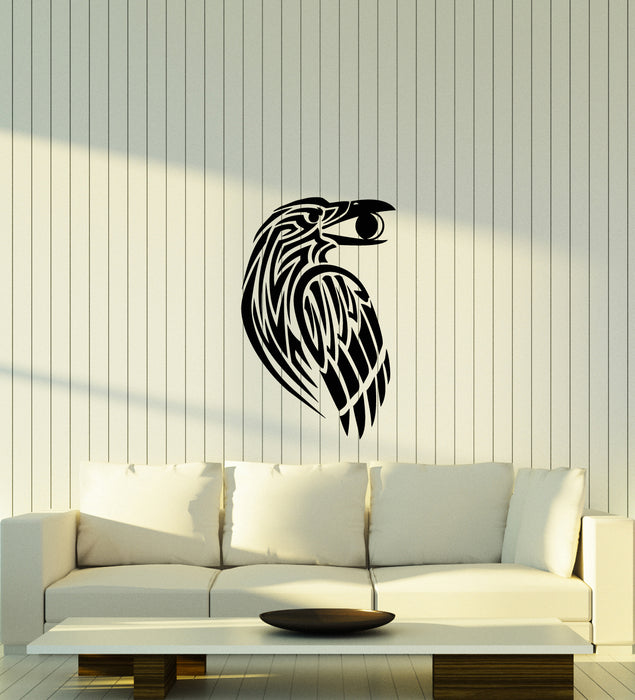 Vinyl Wall Decal Gothic Raven Celtic Style Bird Ornament Moon Crescent Stickers (4212ig)
