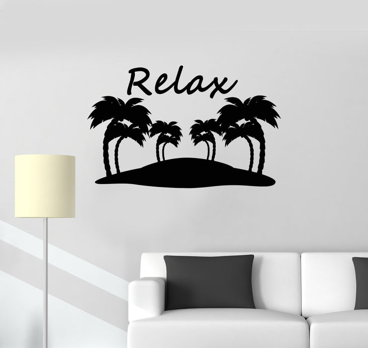 Vinyl Decal Relax Palm Tree Island Vacations Travel Agency Wall Stickers Unique Gift (ig2697)