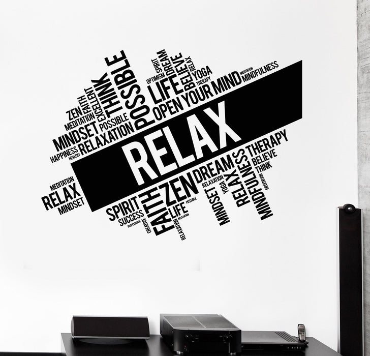 Vinyl Wall Decal Relax Words Cloud Zen Meditation Stickers Unique Gift (ig4460)