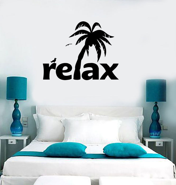 Wall Sticker Vinyl Decal Relax Tropical Palm Beach Spa Salon Tourism Unique Gift (ig800)