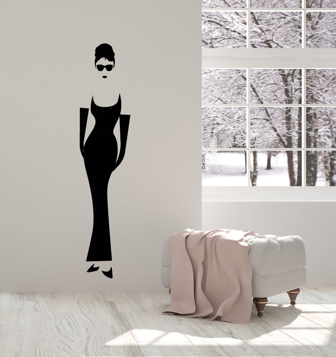Виниловые наклейки на стену Ретро силуэт женщины в солнцезащитных очках наклейки (3265ig)