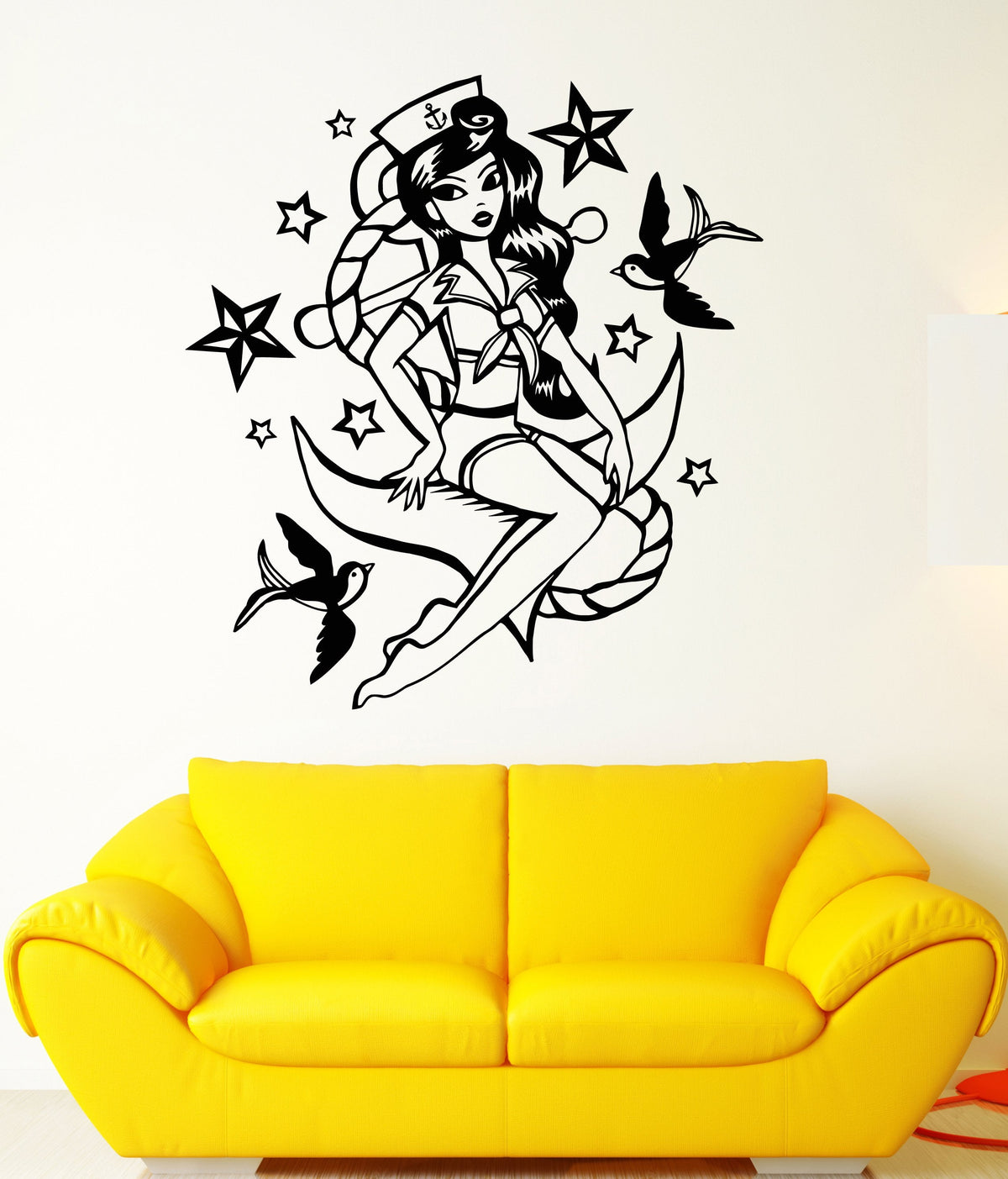 Vinyl Wall Decal Pin Up Nautical Style Retro Sexy Girl Sailor Stickers ...