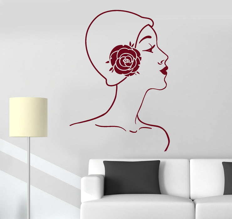 Autocollant mural en vinyle Mademoiselle Retro Woman Lady Cloche Hat Stickers Cadeau unique (781ig)