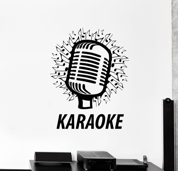 Vinyl Wall Decal Retro Music Notes Microphone Karaoke Club Logo Stickers (3159ig)