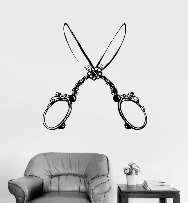 Vinyl Wall Decal Retro Shears Scissors Hairdresser Hair Salon Stickers Unique Gift (1816ig)