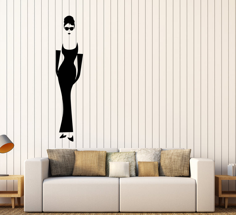 Виниловые наклейки на стену Ретро силуэт женщины в солнцезащитных очках наклейки (3265ig)