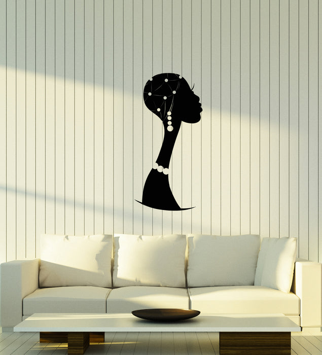 Vinyl Wall Decal African Retro Woman Girl Face Black Lady Stickers (3913ig)