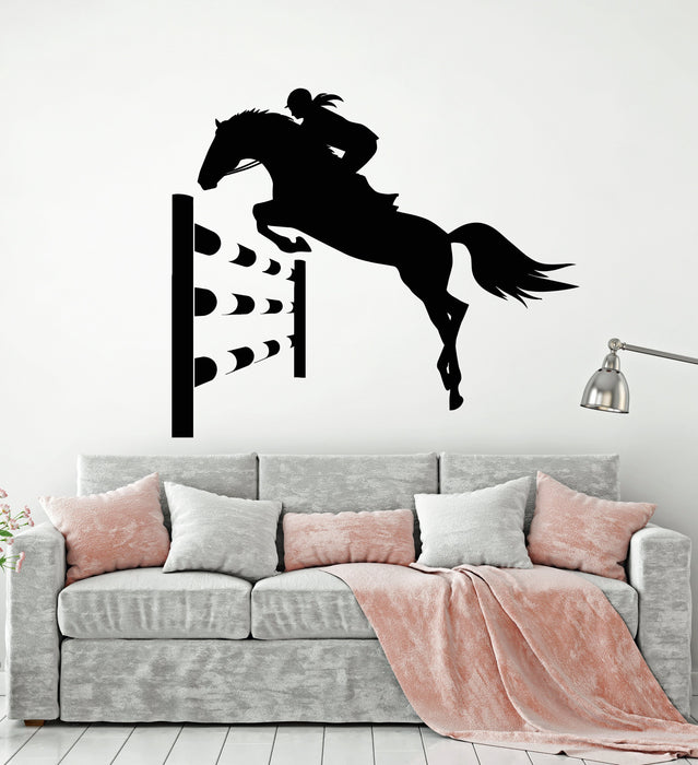 Vinyl Wall Decal Horse Rider Girl Tournament Sport Animal Stickers (2466ig)