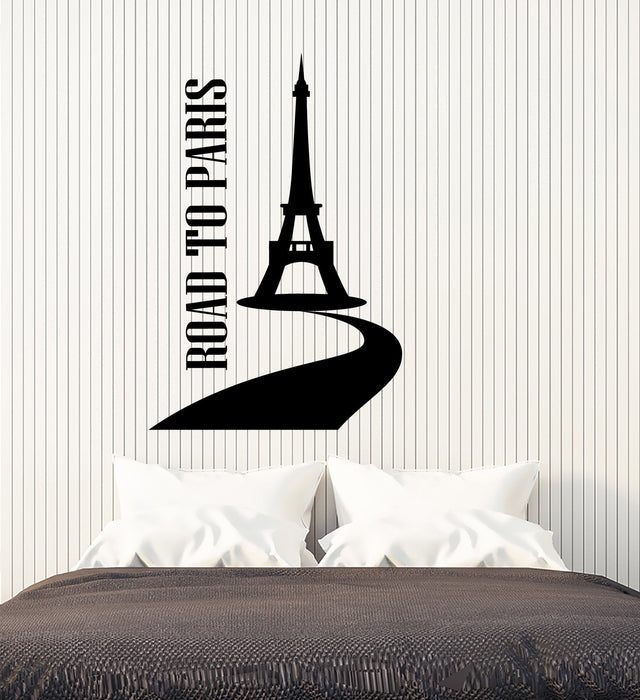 Виниловая наклейка на стену Дорога в Париж Франция Эйфелева башня Наклейки для декора комнаты для девочек (2864ig)