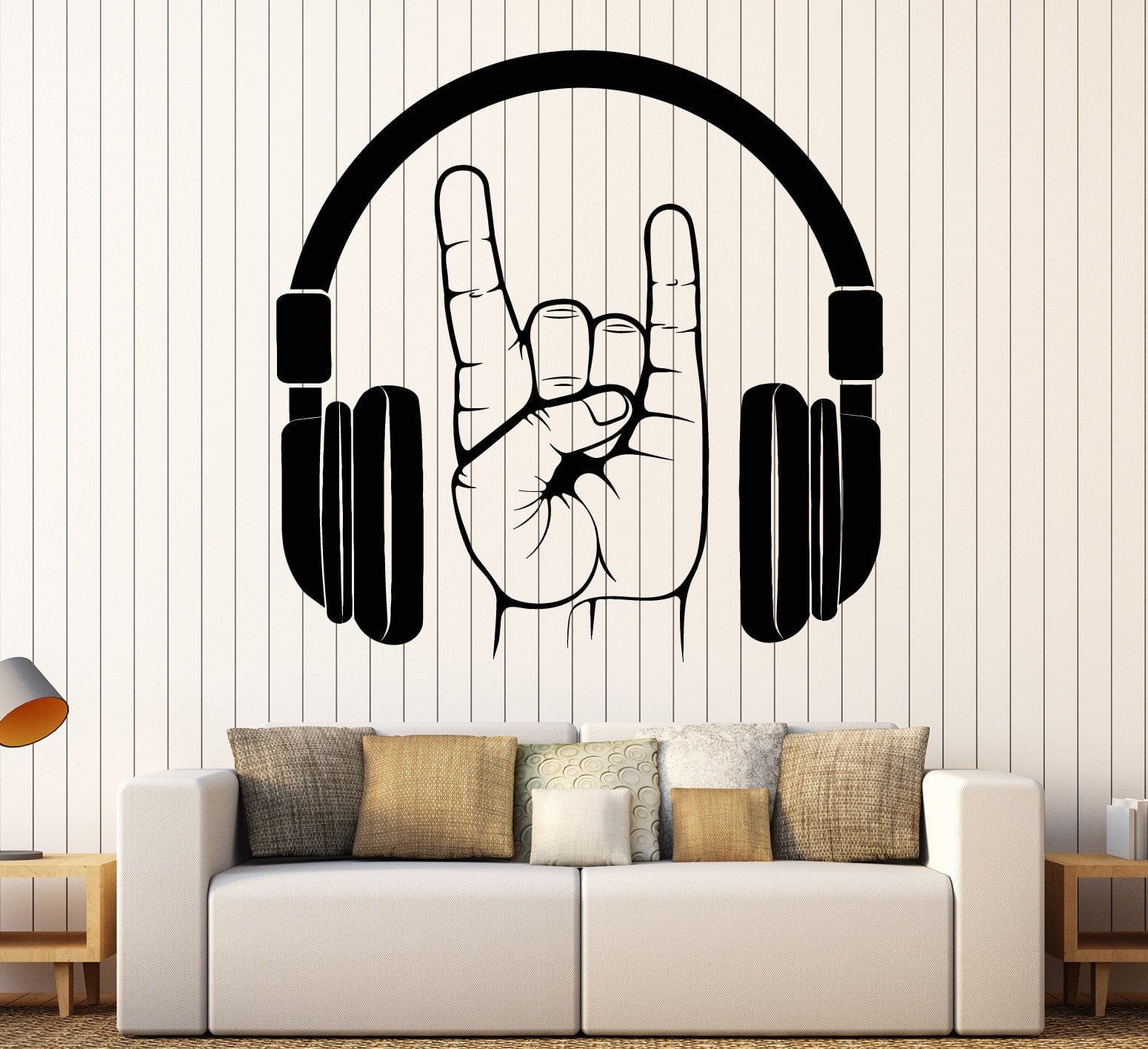 Vinyl Wall Decal Headphones Rock Music Teen Room Stickers Unique Gift —  Wallstickers4you