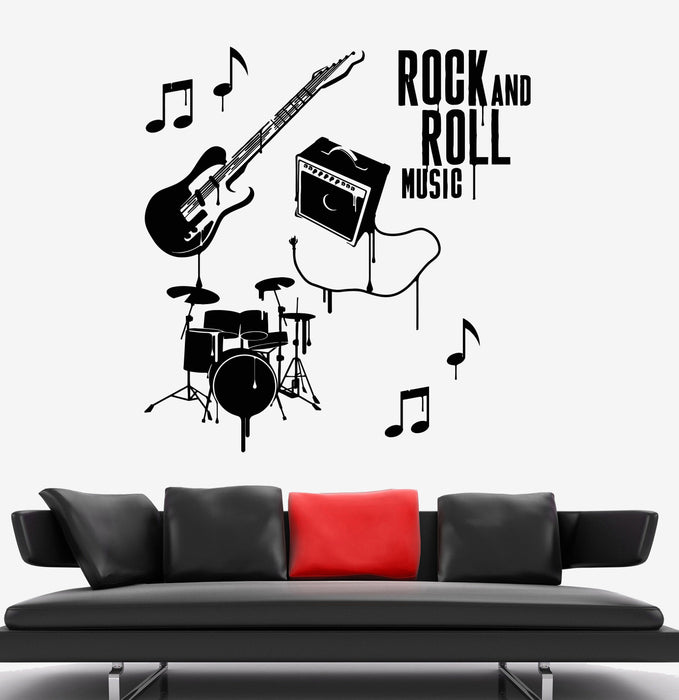 Vinyl Wall Decal Musical Instruments Rock N Roll Band Drums Stickers Unique Gift (1961ig)