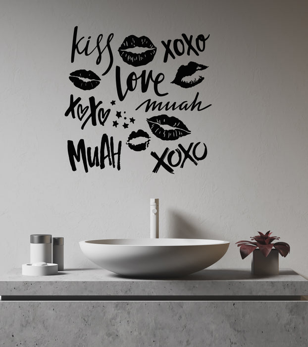 Виниловые наклейки на стену Романтическая любовь Поцелуй следы помады Наклейки (4043ig)