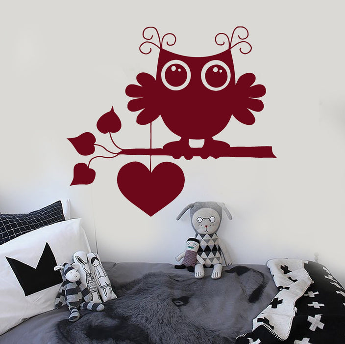 Wall Stickers Vinyl Decal Cute Owl Bird Love Romantic Heart Cool Decor Unique Gift (ig312)