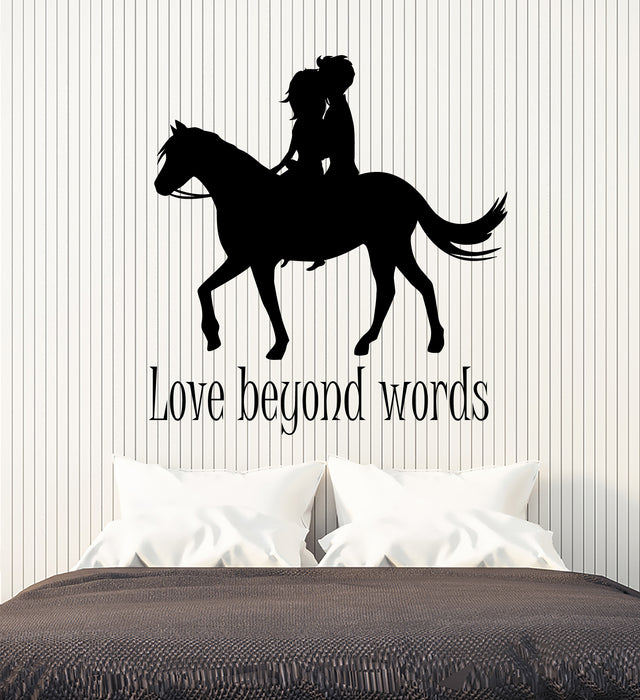 Vinyl Wall Decal Words Quote Romantic Love Couple On Horseback Stickers (3260ig)