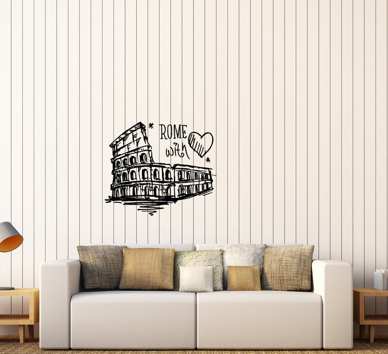 Vinyl Wall Decal Italy Rome With Love Colosseum Words Stickers (4025ig)