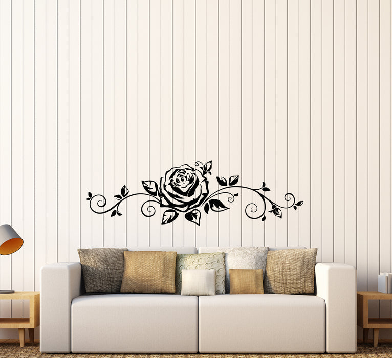 Vinyl Wall Decal Flower Branch Rose Bud Ornament Pattern Stickers (3968ig)
