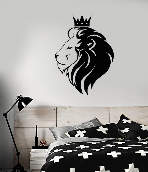 Vinyl Wall Decal Royal Lion King Head Crown African Animal Stickers (3309ig)