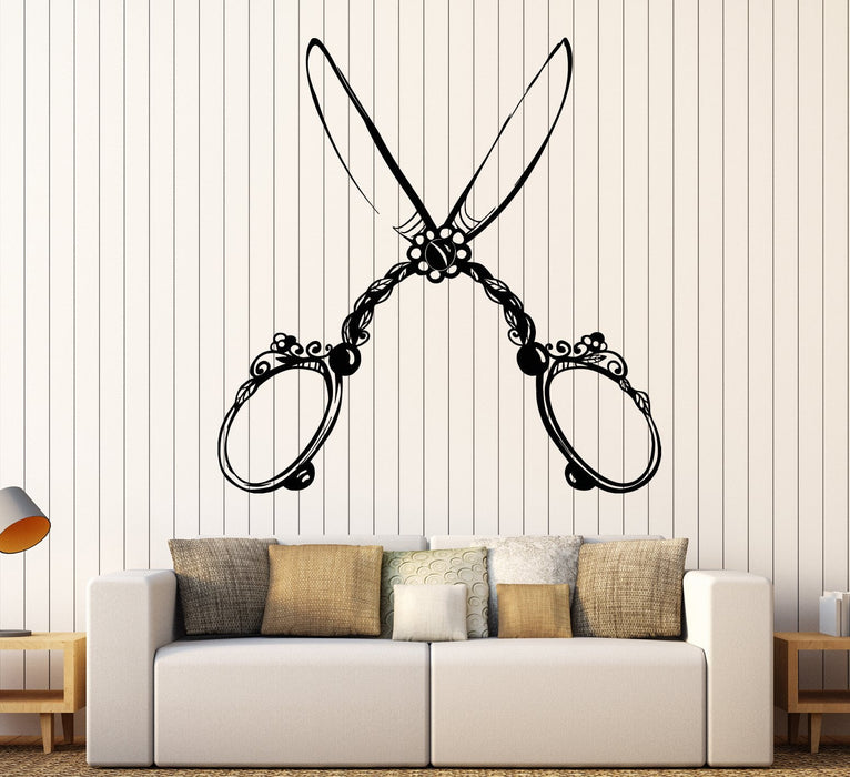 Vinyl Wall Decal Retro Shears Scissors Hairdresser Hair Salon Stickers Unique Gift (1816ig)
