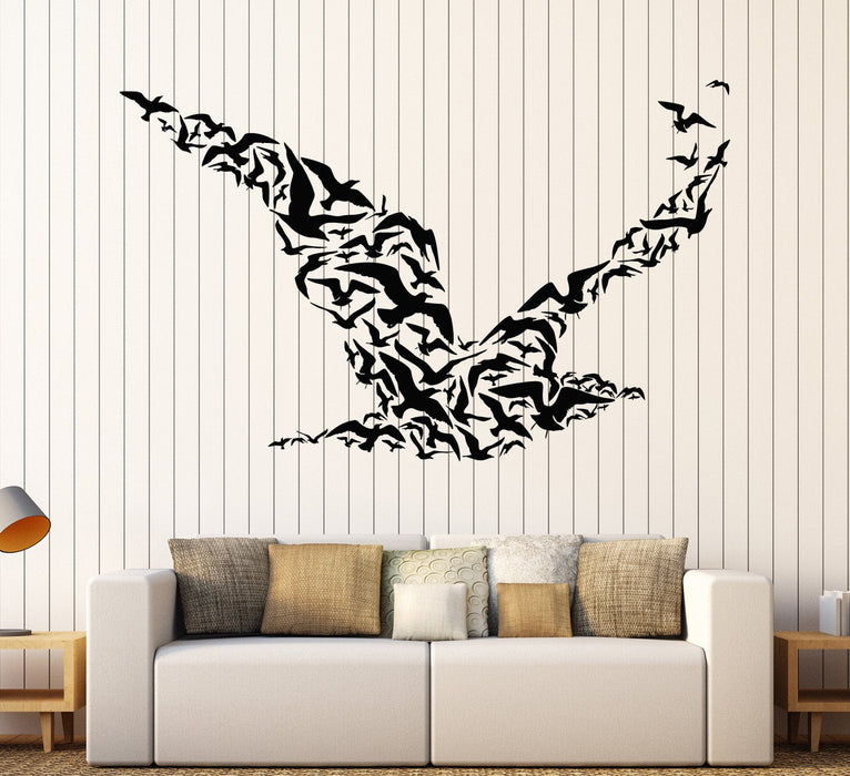 Vinyl Wall Decal Flock Birds Animals Nature Beach Style Gull Stickers Unique Gift (909ig)